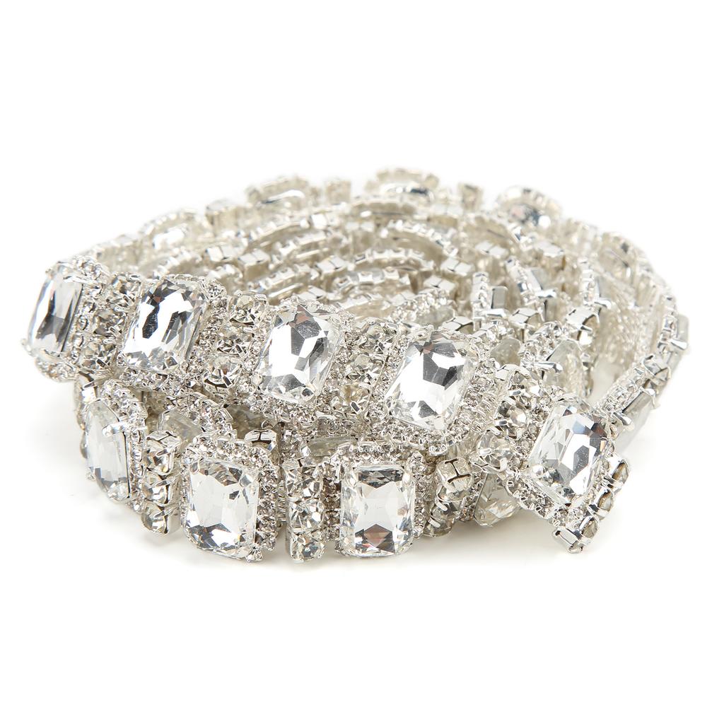 Rhinestone Trim Hand Crafted Adjustable Length Transparent Strong 1 Yard 1.8cm Wide Rhinestone Chain for Clothing