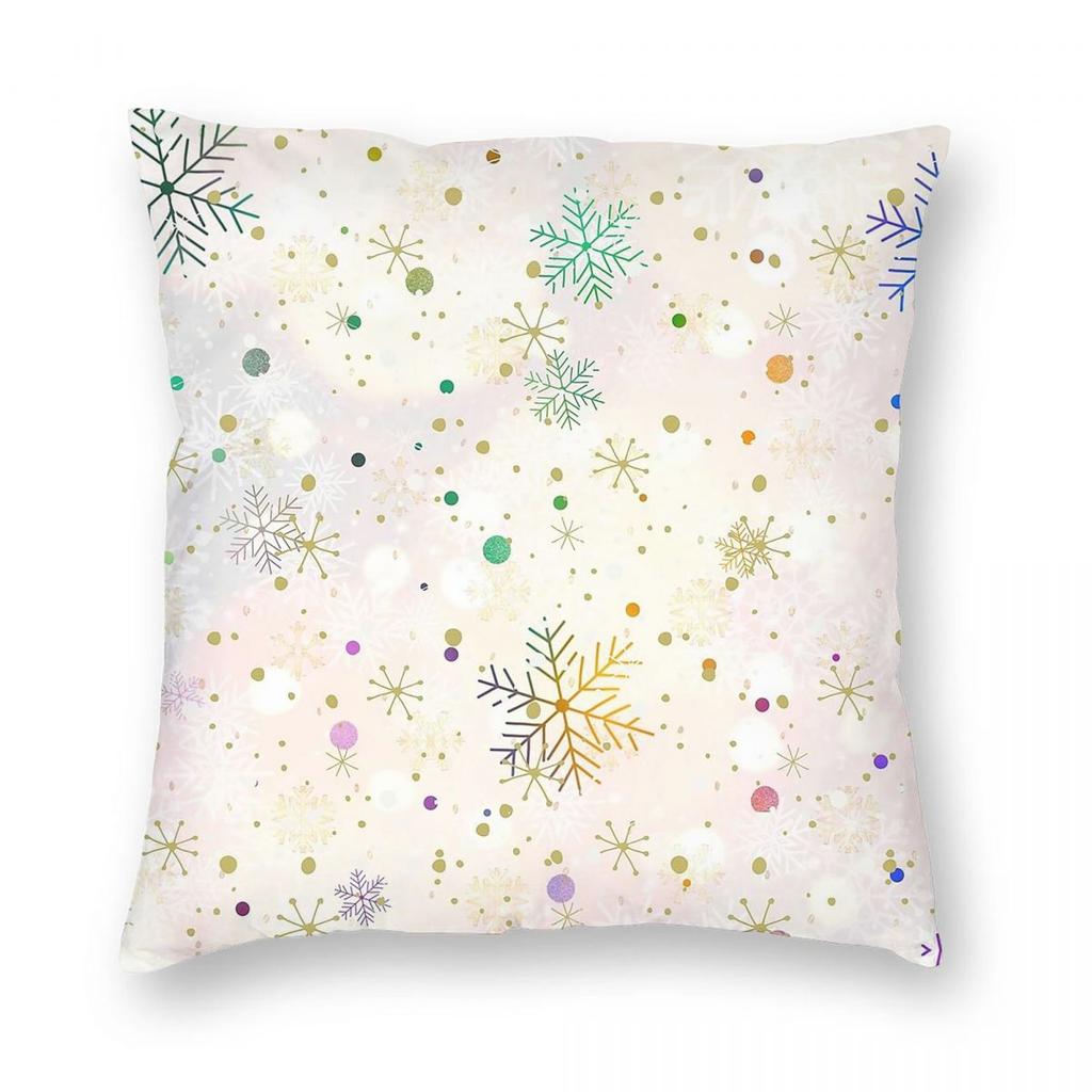 Snowflakes And Sparkles Pillowcase Polyester Linen Velvet Pattern Zip Decor Throw Pillow Case Sofa Cushion Cover 18"