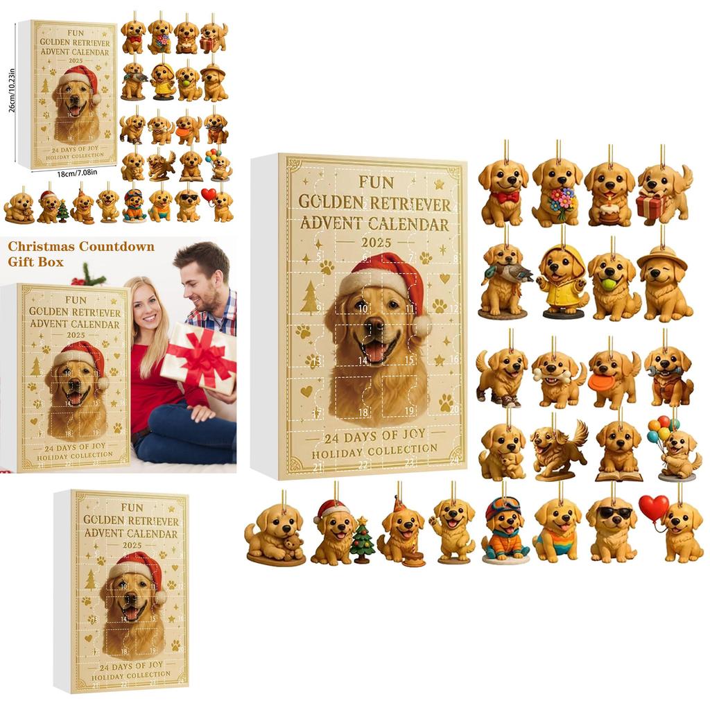 Dog Theme Christmas Advent Calendar With Acrylic Animal Figures For Holiday Gift Giving