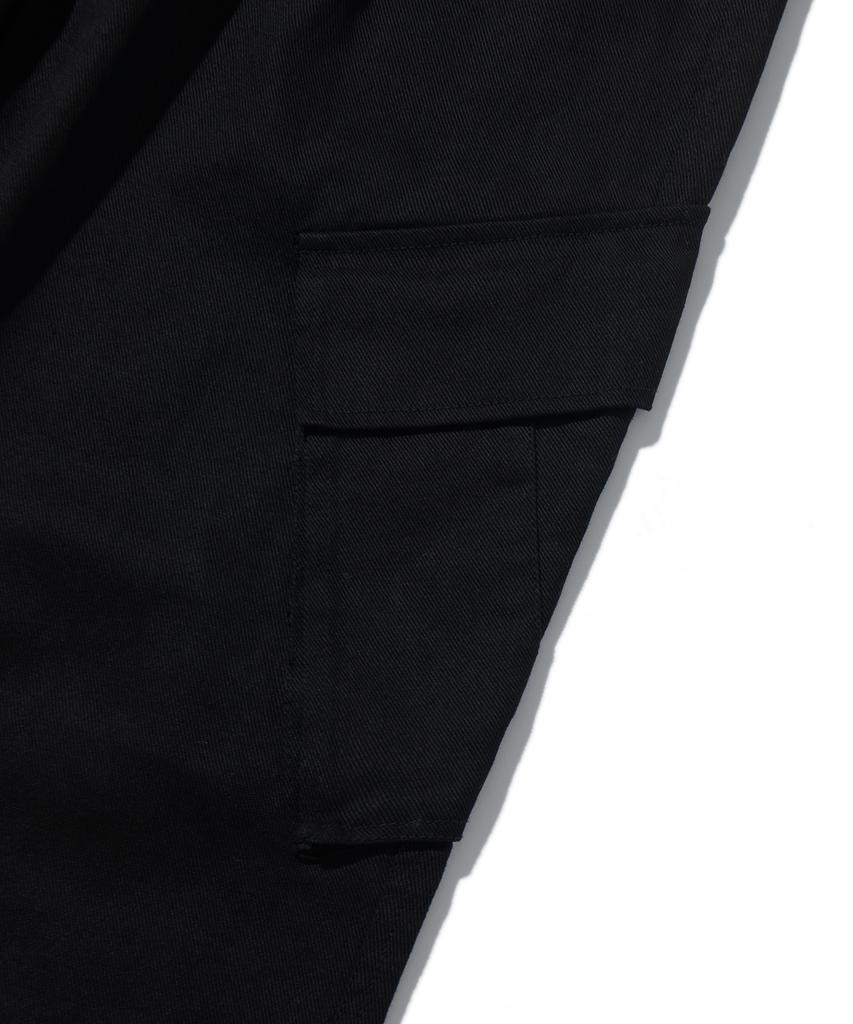 URBANDTYPE Cotton Wide Cargo Pants_Black_Pl179