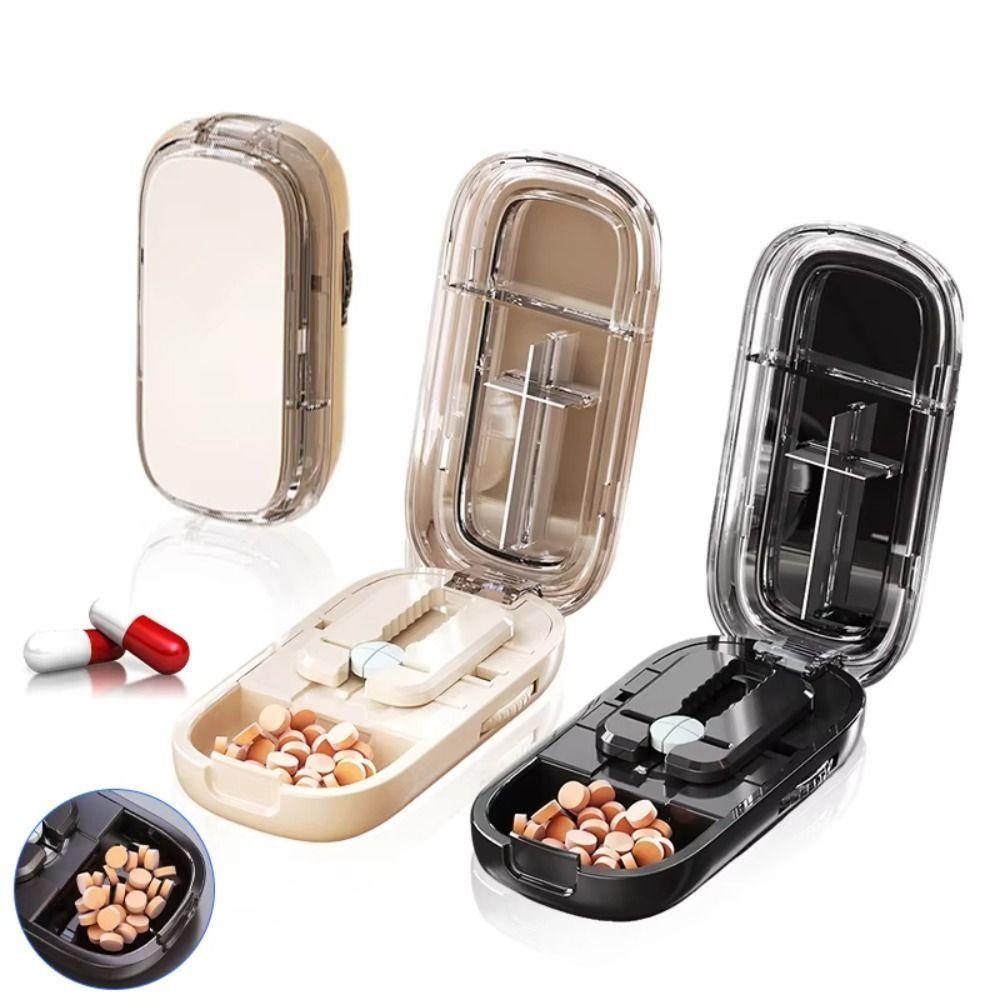 

Drug Tablet Quartering Pill Cutter Divider Organizer Crusher Pill Cutter for Small or Large Pills бежевий