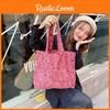 Elegant Pink Velvet Corduroy Tote Bag For Women Stylish Vintage Shoulder Bag Ideal For Use Everyday