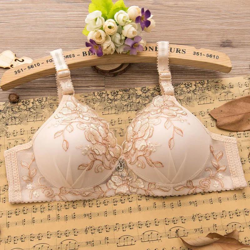 

Женский бюстгальтер с тонкими секциями без стального кольца, сексуальный регулируемый бюстгальтер с вышивкой, непровисающая грудь 40/90C