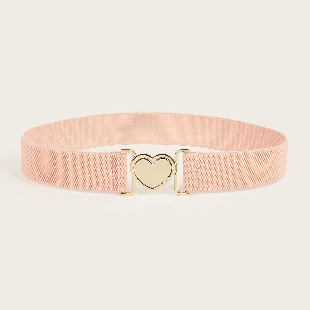 Minimally Heartshaped Designed Buckle Women Casual Elastic Waistband Daily For
