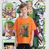 Anime One Piece Zoro Cotton T Shirt for Kids Boys Girls 100 160 Cartoon Print Comfortable Tee
