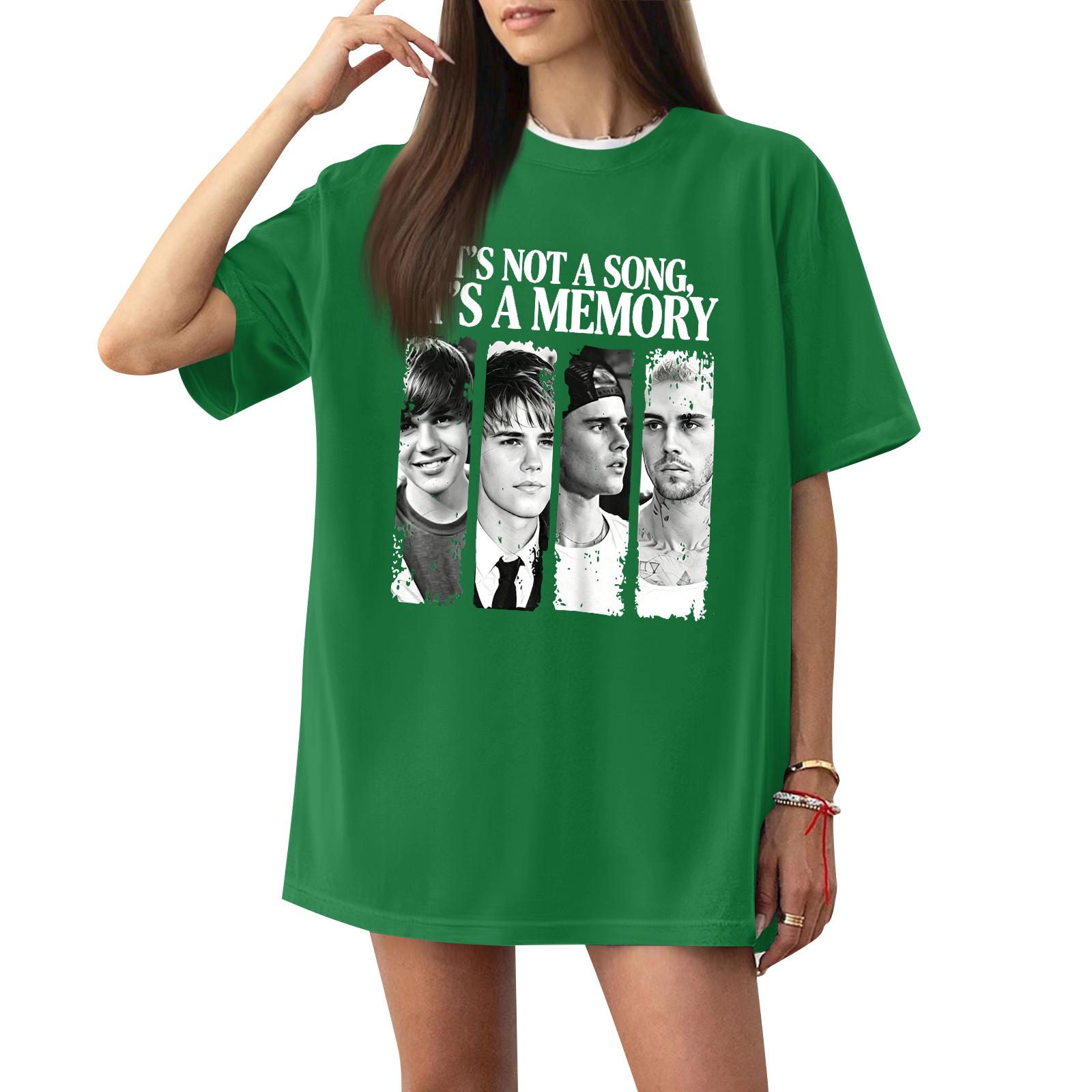 

Casual Short Sleeve T Shirt for Women Letter Print Relaxed Fit Crew Neck Cotton Blend Lightweight Top XL зелёный