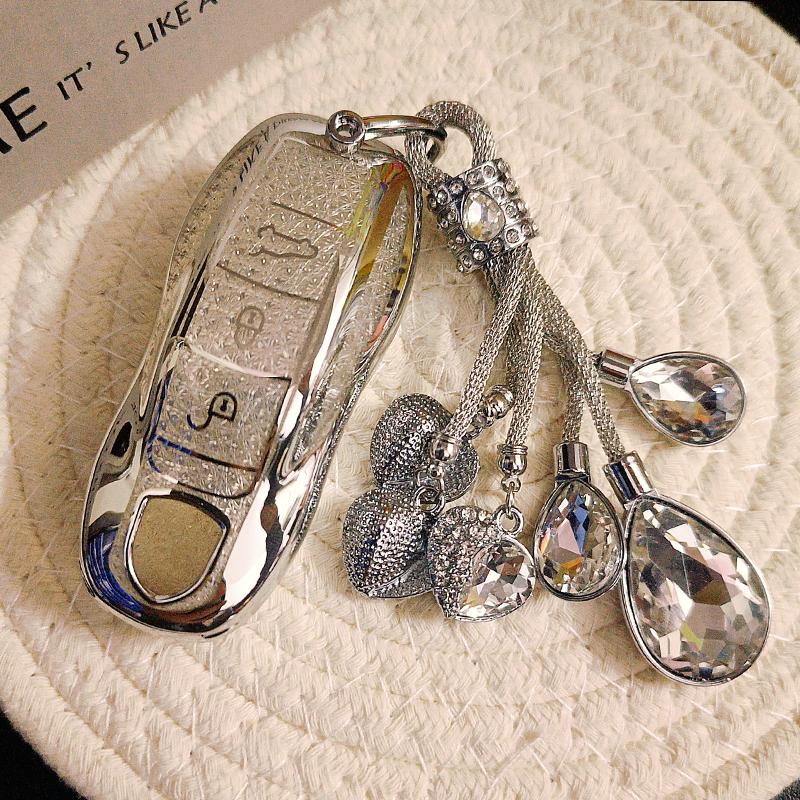 White Diamond TPU for Porsche Panamera Spyder Carrera Macan Boxster Cayman Cayenne 911 970 981 991 Remote Car Key Case Cover Fob