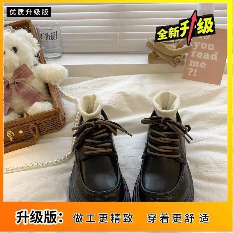 

Маленькие кожаные туфли женский стиль новые осенние студенческие ретро универсальные на шнуровке осенне-зимние на толстой подошве Мэри Джейн 35