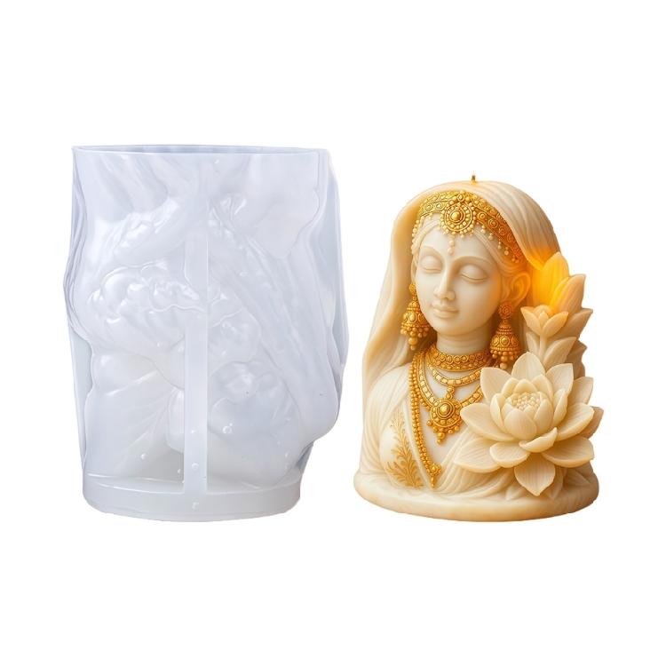 

Indian Goddess Statue Silicone Candle Molds Easy Demold For Handmade Candle Soap Chocolate and Home Decoration Resin Art 1