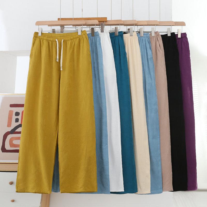 Women's Cotton Rayon Wide Leg Pants With Pockets Straight Leg Loose Plus Size Flattering Spring Summer Casual Outdoor Trousers