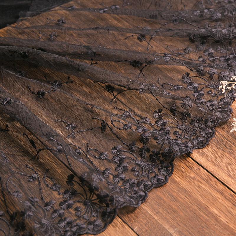 White Black Pink Sewing Fabrics Floral Embroidery 32cm Width Garments Decor Needlework Accessories Diy Crafts Lace Ribbon 2yards