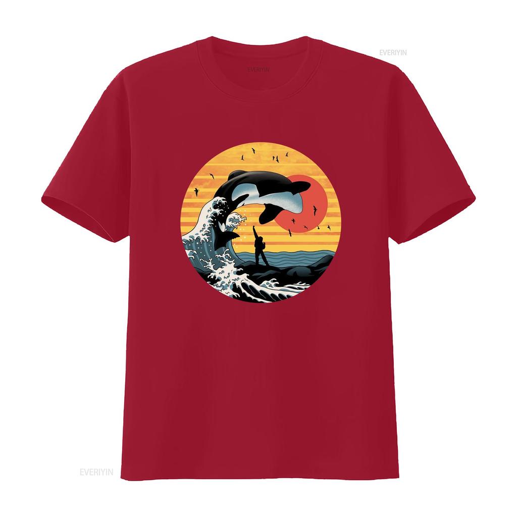 Vintage Free Willy Movie T Shirt Japanese Kanagawa Surf Orca Whale Retro 80s90s Inspired Casual Save Animal Rights Design