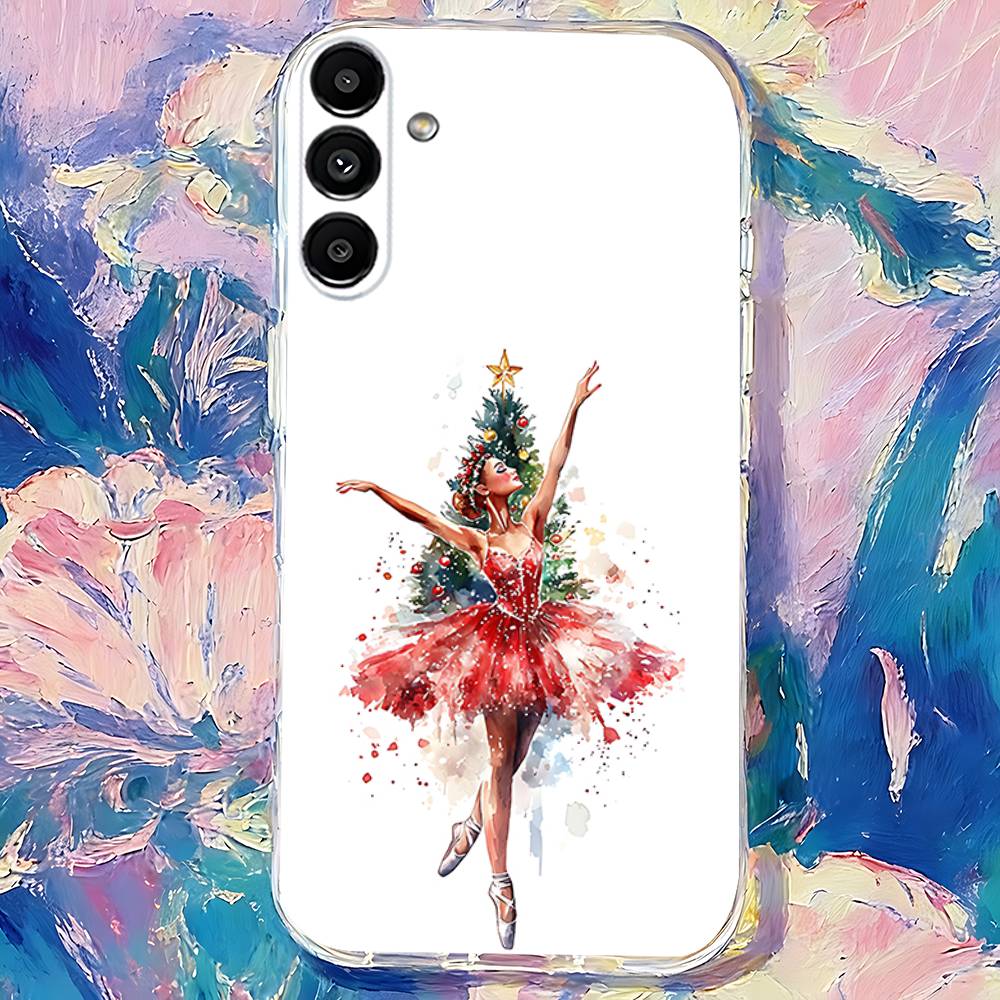 Christmas Tree Girl GiftS Clear Case Suitable for Samsung S30,S25,S24,S23,S21,S22,S20,S10,5G,FE,lite,PIus,Ultra Transparent