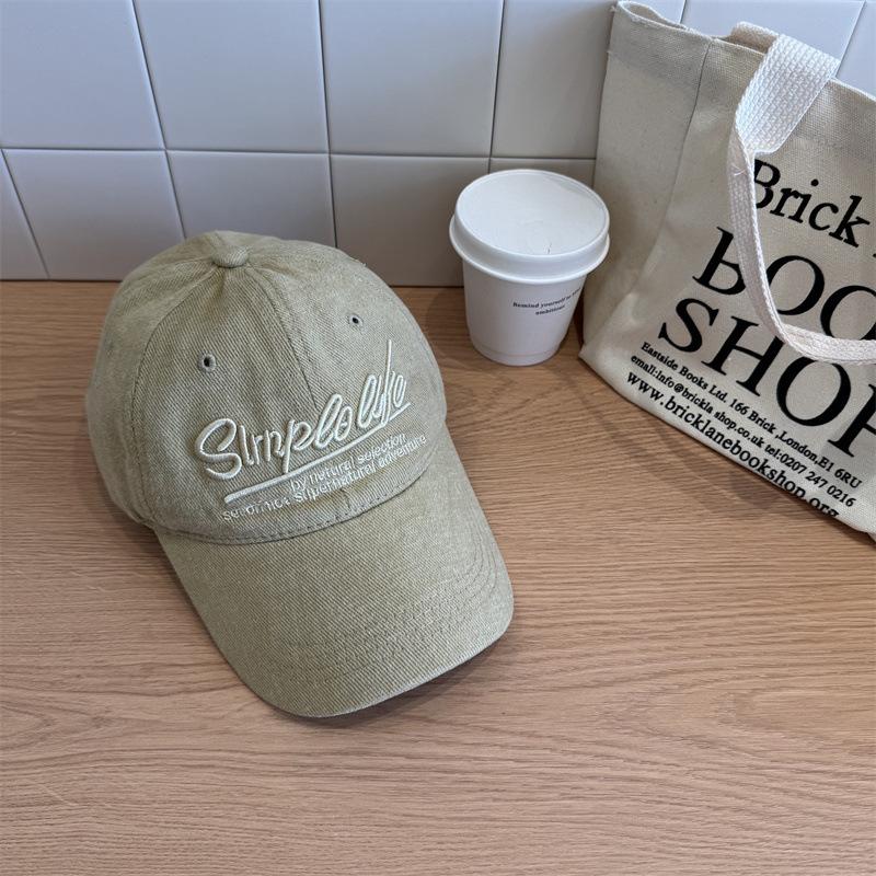 Vintage Letter Embroidery Baseball Cap Women's Large Deepened Wide Brim Versatile Sunshade Sunscreen Cap