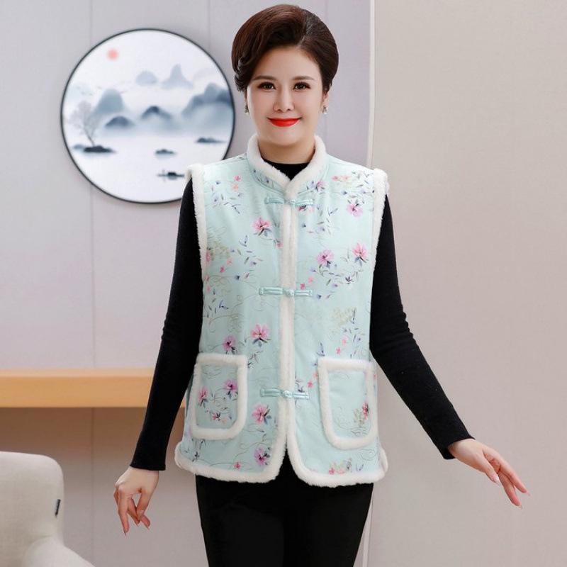 

240 Jin Plus Size Autumn/Winter Chinese Velvet Vest for Middle-Aged and Elderly Women 7XL (200-220 jin)