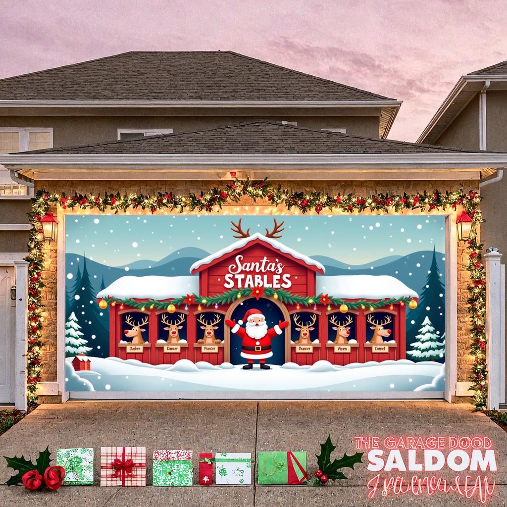 Weihnachtsdekoration Festliches Thema Feiertagsbanner Feiertagsdekoration Illustriertes Santa-Banner für Familienzusammenkunft Winter