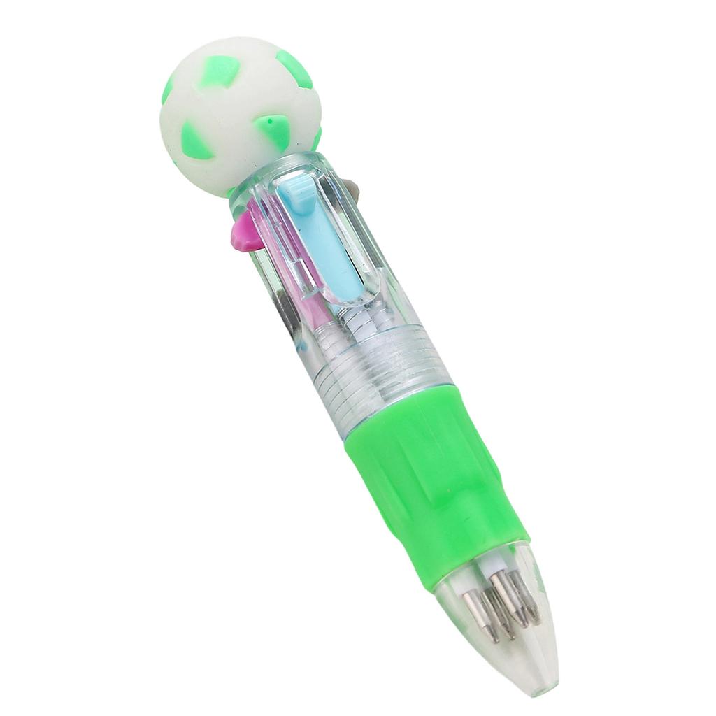Multicolor Ink Ballpoint Pen with Soccer Ball Top Retractable Multi Function Writing Tool for Office School Supplies