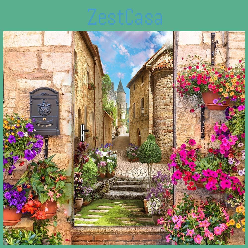 Art Vintage Fridge Town Old Stickers Flower Field Tiger Refrigerator Sticker Selfadhesive Wallpaper Nature Door Cover Film Decor