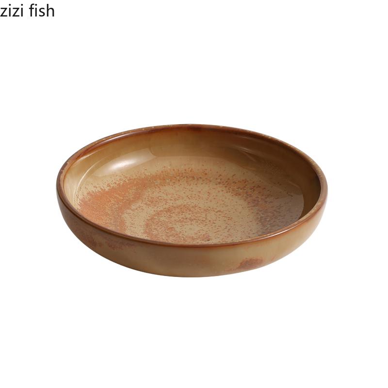 Vintage Kiln Changes Ceramiczny Głęboki Talerz Talerz do Sałatki Gruba Zupa Talerze do Deseru Kuchnia Molekularna Kreatywna Zastawa Stołowa