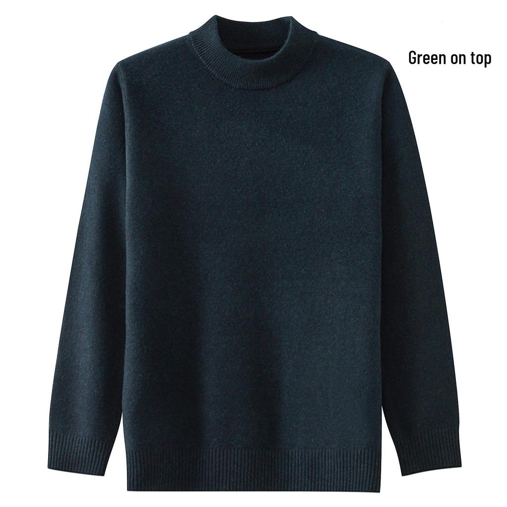 2025 Men's Pure Wool Round Neck Knit Sweater - Casual Long Sleeve Autumn/Winter Collection