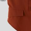 Deep V Incerun Men Neck Sleeveless Splits Zipper Casual Fitted Thin Tank Tops Waistcoats