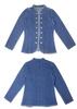American Style Frayed Denim Slim Fit Jacket for Women - Single-Breasted, Long Sleeve, Spring/Autumn