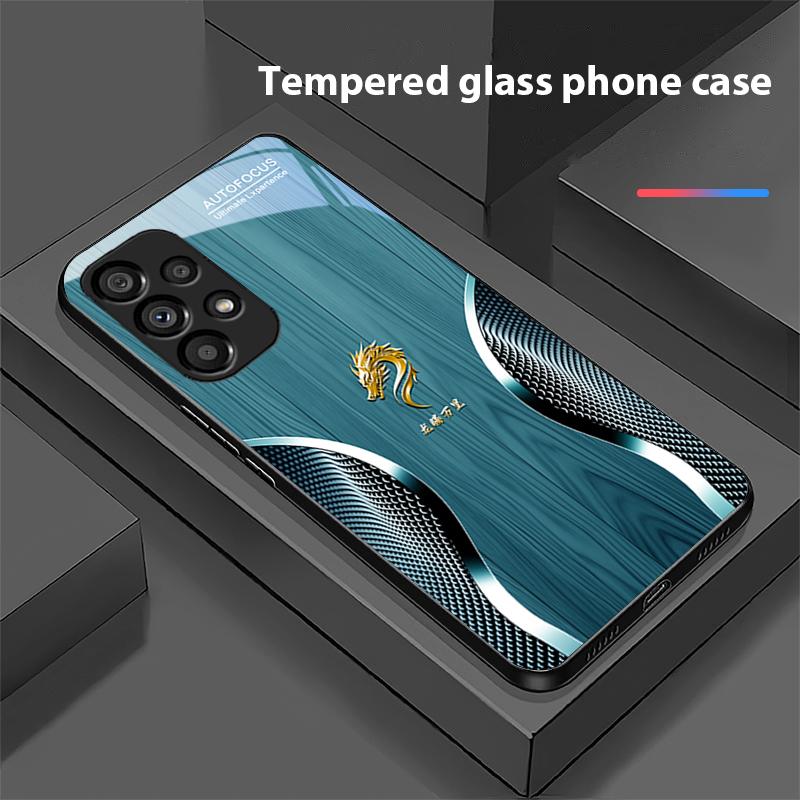 Holz Drache Schwarz Für Samsung Galaxy S 8 9 10 20 Plus 21 FE 22 23 24 Ultra S7 Edge Schwarz Gehärtetes Glas Handyhülle Hartschale