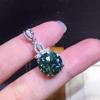 3-Carat Blue-Green Moissanite Pendant, PT950 Plated, Hot Selling Jewelry for Women.