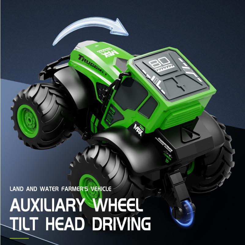 Non-Toxic Rc Amphibious Farming Truck 1/14 Car Tractor Trailer Waterproof Farm Cars Miniature Farmer Model Toy For Children Christmas Gift