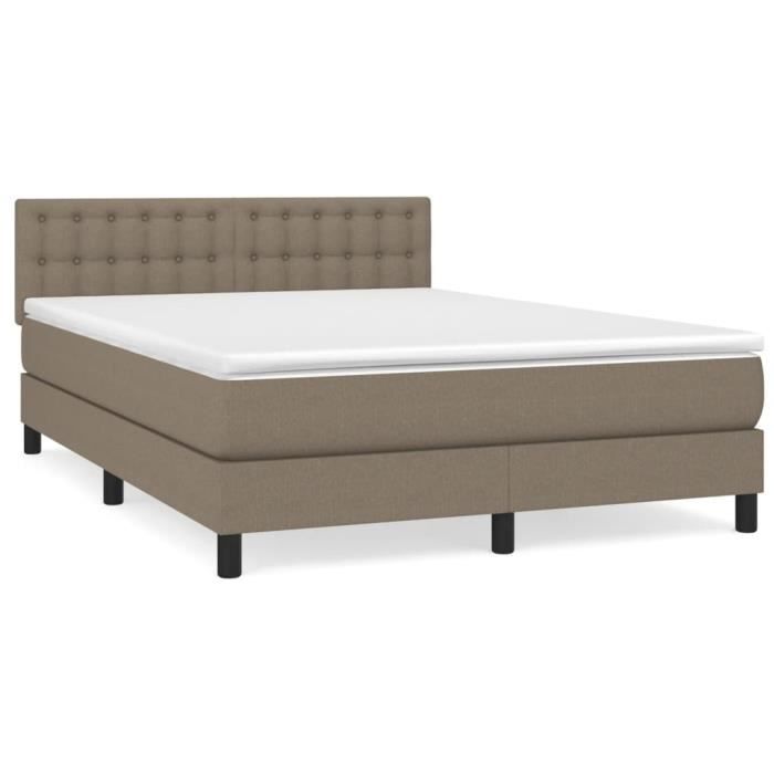 VidaXL Divan Bed with Mattress Taupe 140x190 Cm Fabric 3140373