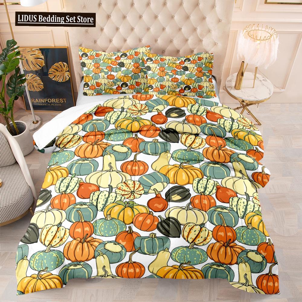 Halloween Duvet Cover Set Pumpkin Lantern Pattern Comforter Cover King Queen Size For Kids Boys Girls Gift Polyester Bedding Set