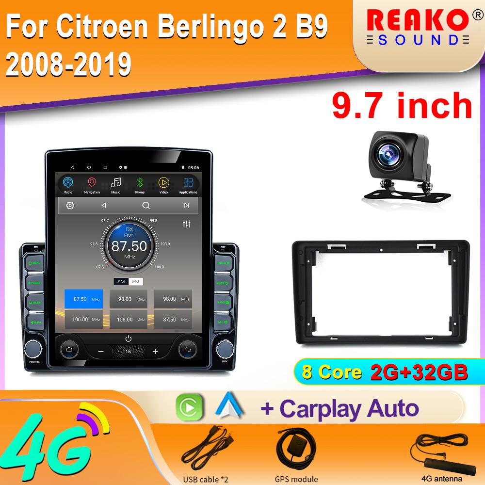 9,7" Vertikální Styl Tesla Obrazovka Android Autorádio Pro Citroen Berlingo 2 B9 2008-2019 GPS Navigace Multimediální Přehrávač 2din
