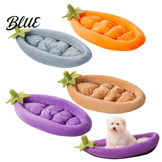 Semi-enclosed Pet Bed Joint Padded Sofa with Vegetable Shape Eggplant Cats Removable Cushion Support Cute