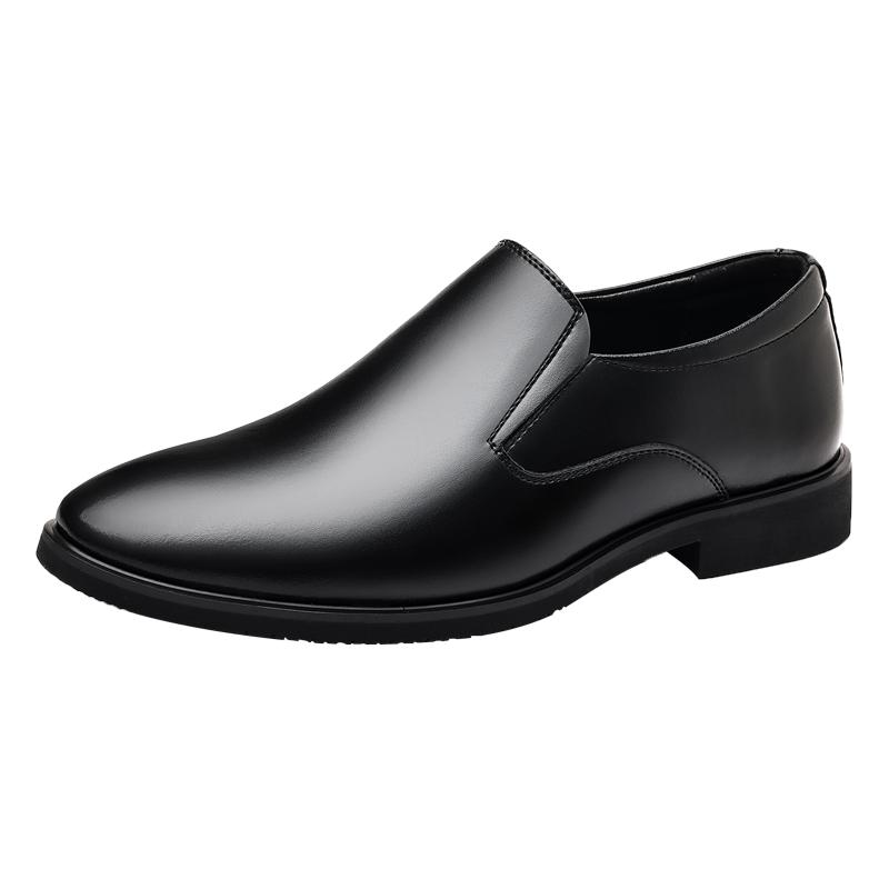 

Classic Men Pointed Casual Loafers Solid Color Comfortable and Simple Business and Formal Men Leather Shoes 46 чорний