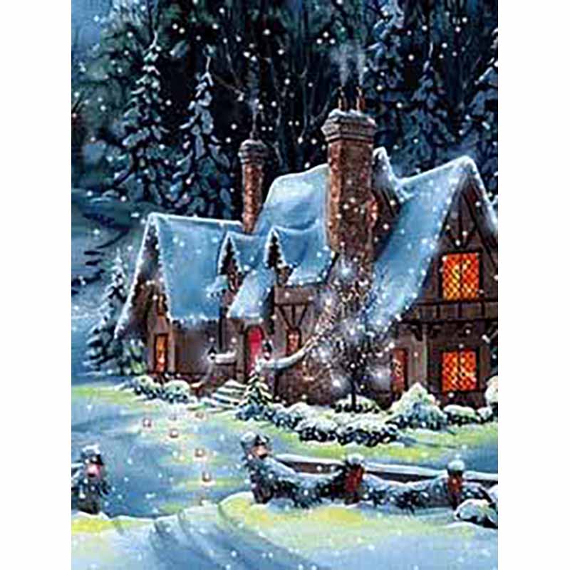 5D Diy Diamond Painting Snow Scene Diamond Embroidery Christmas Gift Landscape Mosaic Resin Home Decor Girl Hobby Full Drill