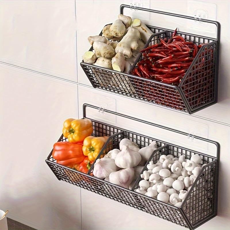 Úložný koš Drátěný Organizér na potraviny Nástěnný úložný regál Kuchyň Ložnice Koupelna Domácí nástěnný regál Stojan na houbičky Uhlíková ocel Závěsný koš