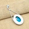 Blue Topaz Gemstone 925 Solid Sterling Silver Handmade Charming Pendant Jewelry