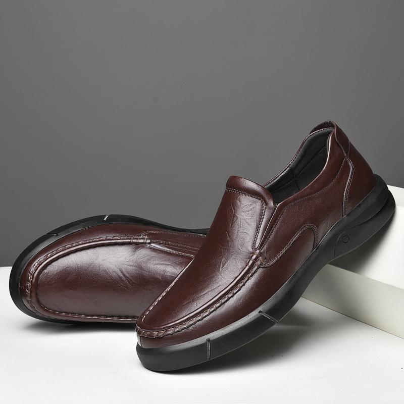 New Genuine Leather Shoes Men's Winter Leisure All-match High Quality Breathable Foot Peas Shoes Spring Loafers Winter Platform