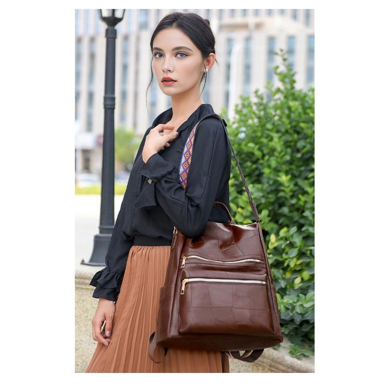 Soft Leather Capacity Casual Backpack