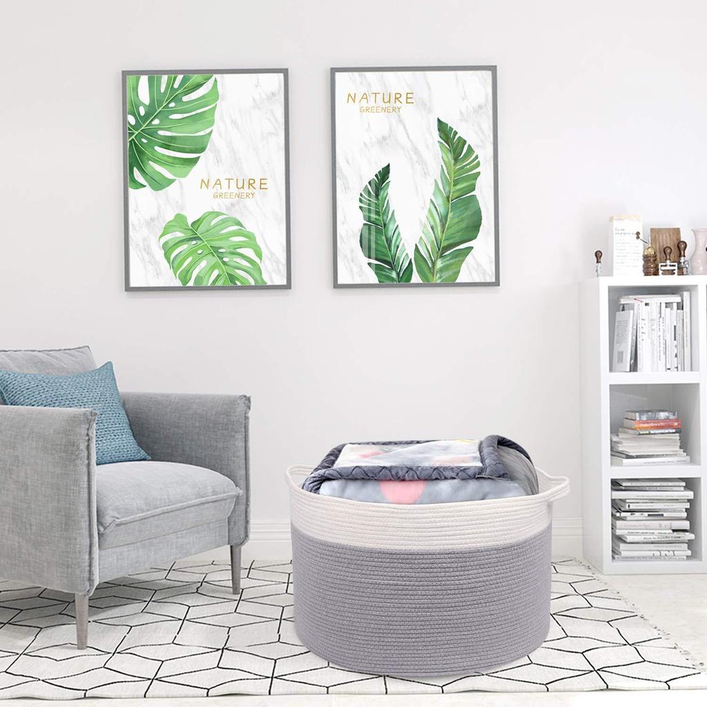 Cotton Rope Woven Basket - Foldable Wardrobe & Shelf Storage for Sundries