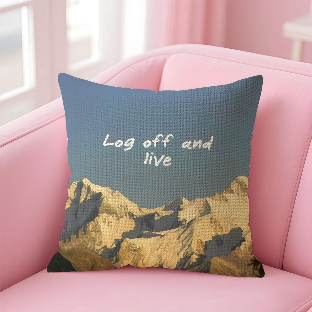 Positive Words Ins Cushion Cover Natural Linen Pillow Case Double-Sided Print Decorative Sofa Pillowcase Home Decor Gift