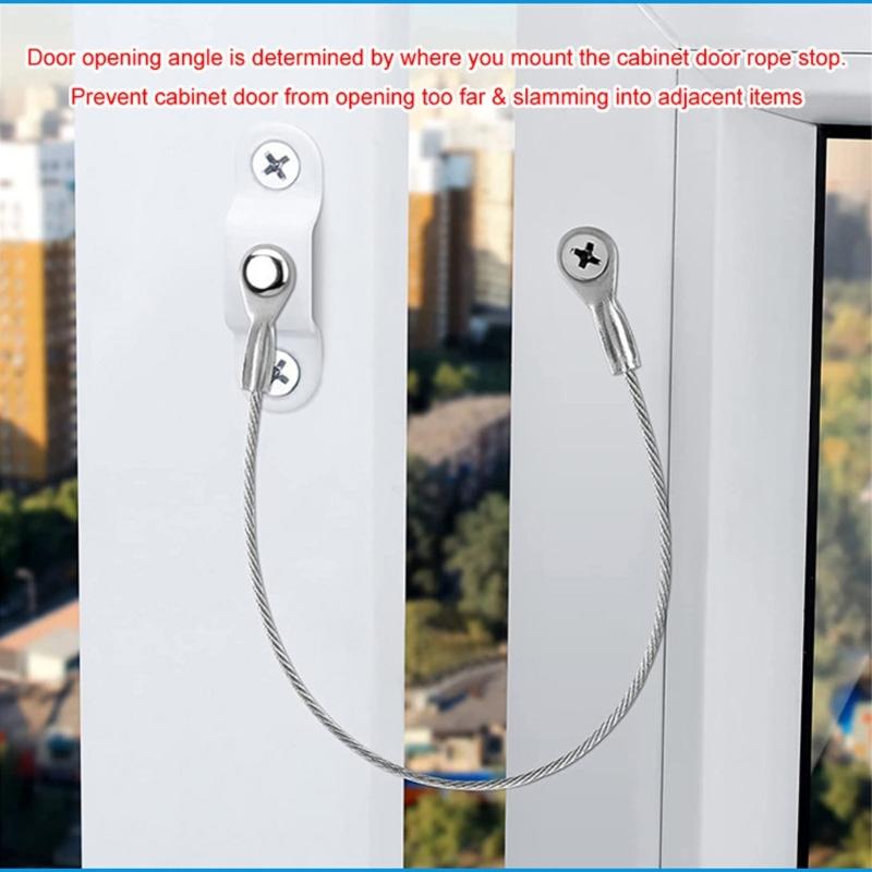 4Pcs Door Window Stopper Wire Rope Stainless Steel Connection Door Limiters Restraint Tool For Boats Furniture Cabinets