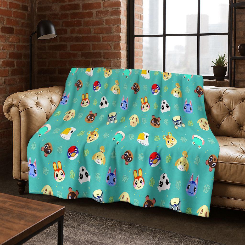 Game Animal Crossing Wild World Cartoon Flannel Blanket,Cozy Soft Throw Blanket for Home Bedroom Bed Sofa Picnic Cover Gift Kids