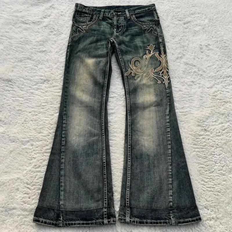Y2K Vintage Patchwork Embroidered Washed Denim
