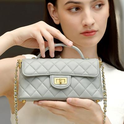 Modna damska torebka z prawdziwej skóry Torebka na ramię Crossbody Torba w kształcie diamentu