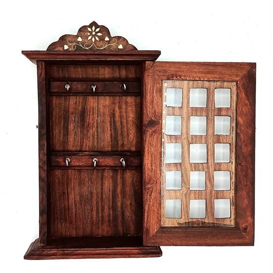 Premium Pakka Sheesham Wood Key Holder-Square Design Key Chain Holder for Medium Size Keys 31.75 Cm