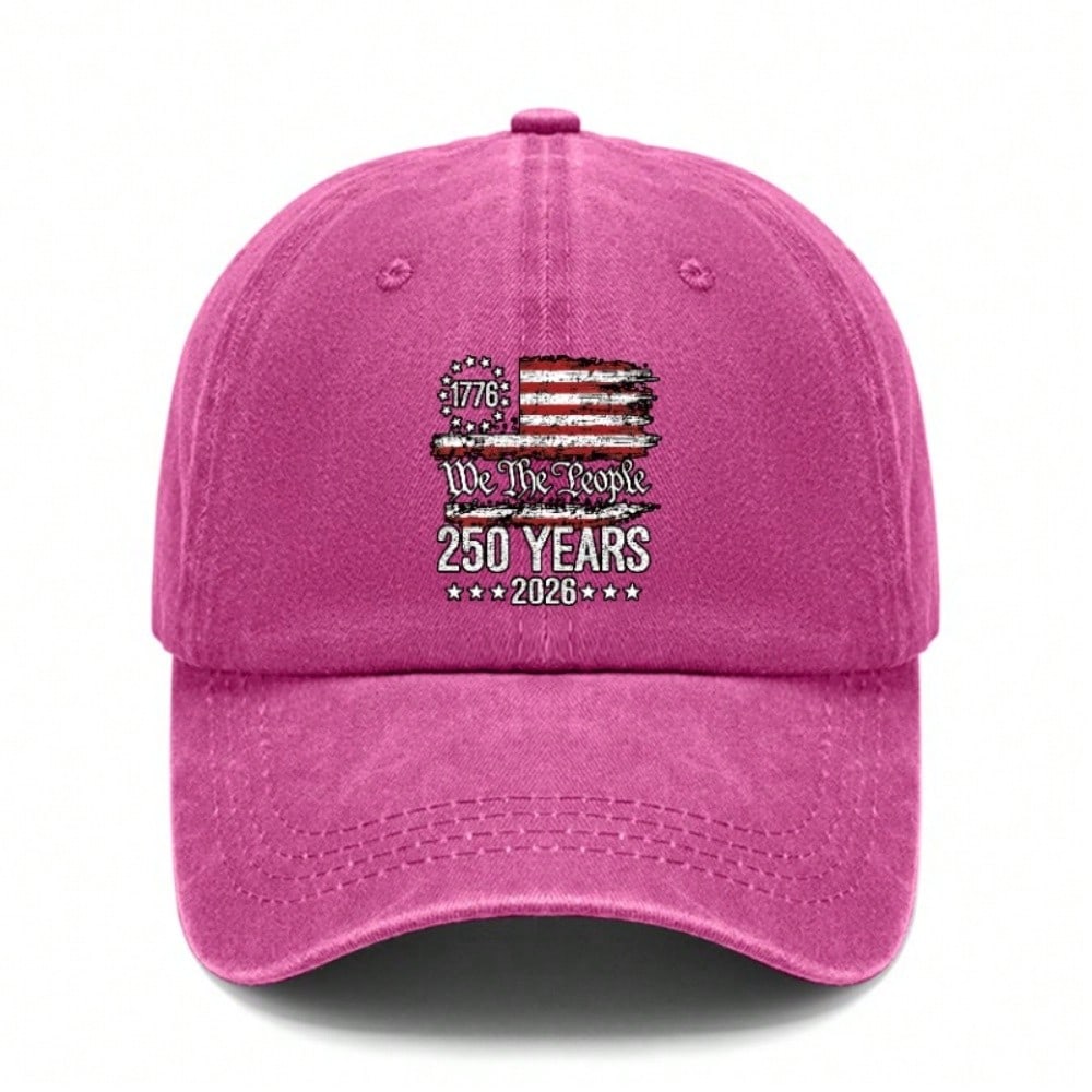 Patriotic Baseball Hat - Vintage Washed Print 1776-2026 USA Flag Adjustable Sun Cap Unisex Casual Daily Wear Baseball Cap