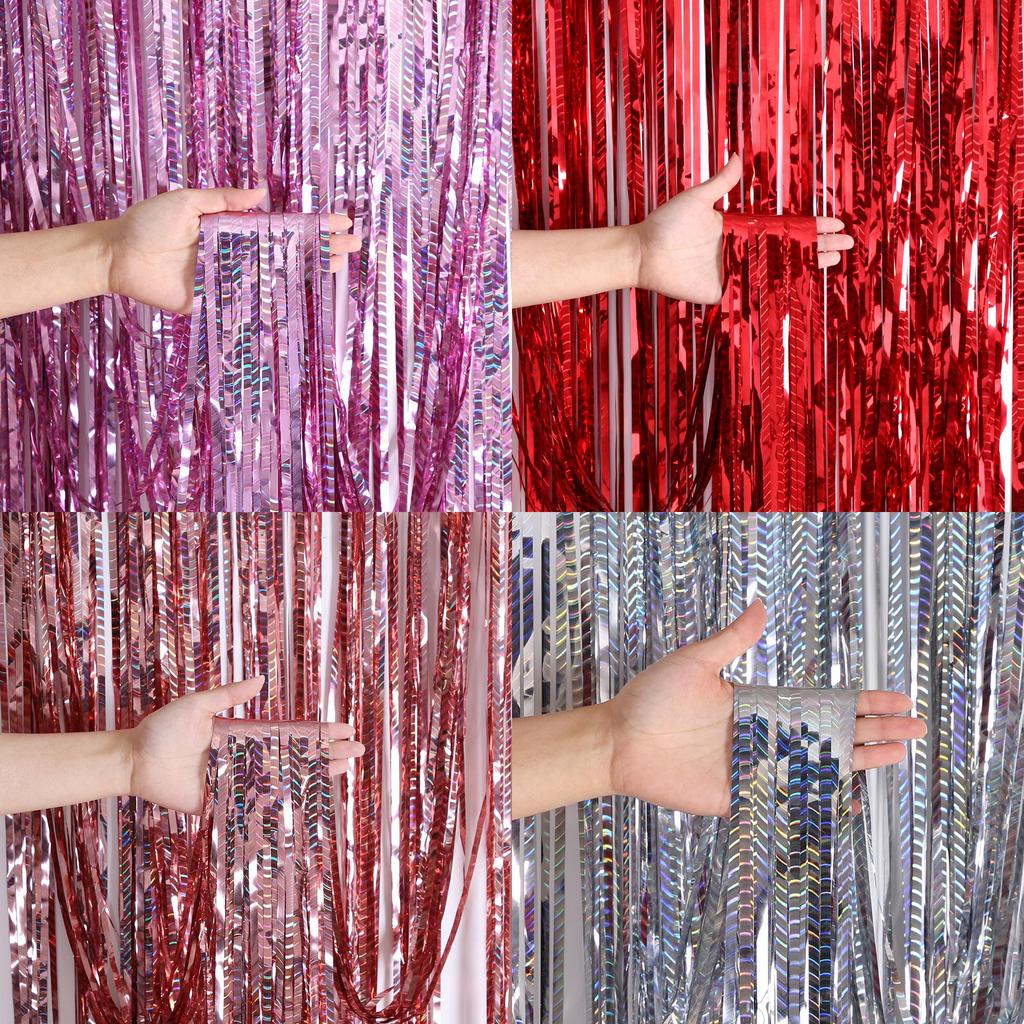 Stunning 2 Meter Colorful Wave Shimmering Curtains For Birthday Party And Wedding Decorating