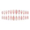 Blush Almond False Nails with Flower Decor Natural Unbreakable Nail Simple Wear for Shopping Traveling Dating