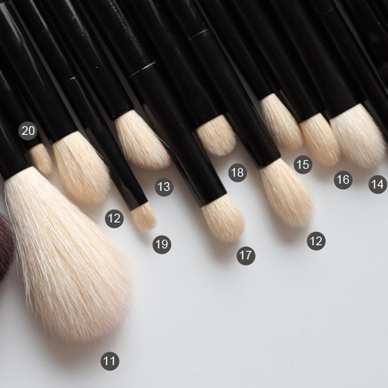 OVW 2 Stück Ziegen-Profi-Kosmetik-Make-up-Pinsel, Werkzeuge, natürliches Haar, schwarze Malerei, Holzgriff, Brochas Maquillaje Pelo Natura